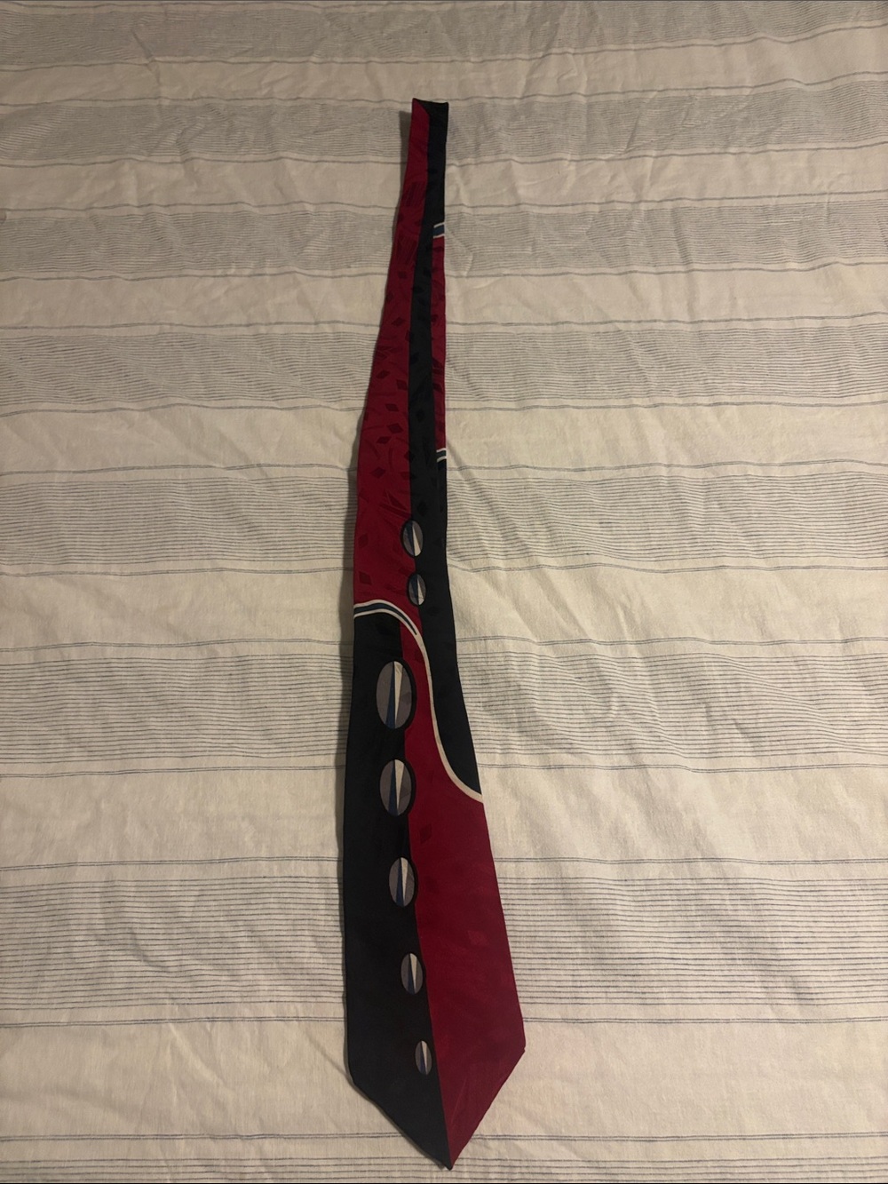 Men's Red and Black Patterned Necktie - Unbranded
